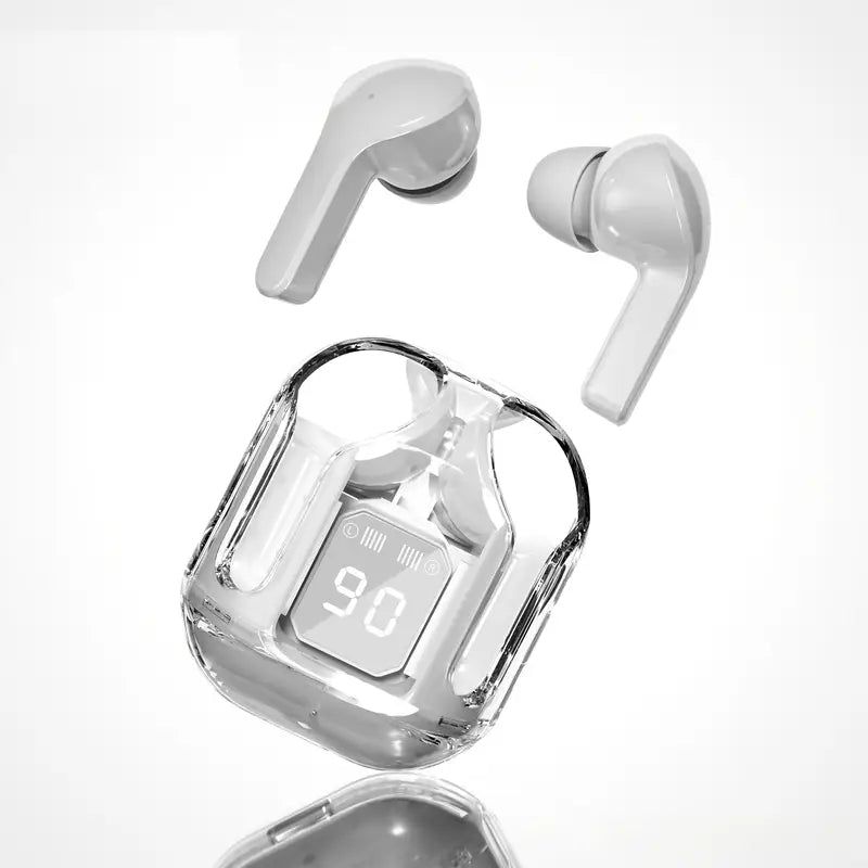 Auriculares inalámbricos con estuche transparente e indicador LED