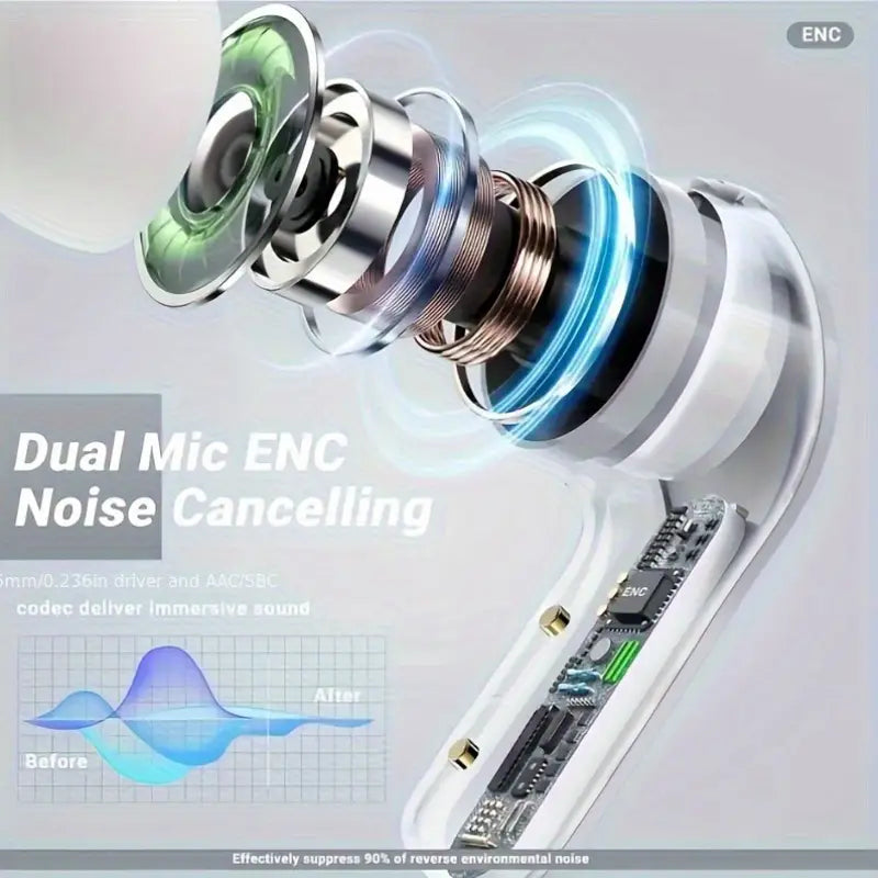Auriculares inalámbricos con estuche transparente e indicador LED