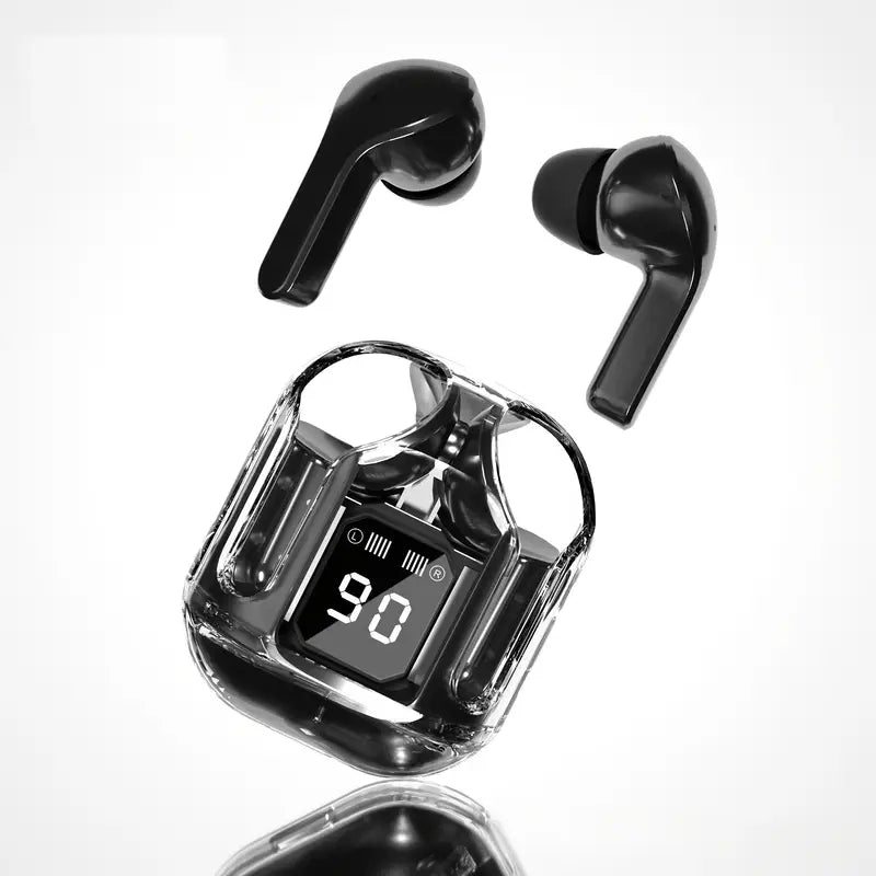Auriculares inalámbricos con estuche transparente e indicador LED