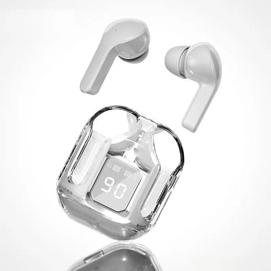 Auriculares inalámbricos con estuche transparente e indicador LED
