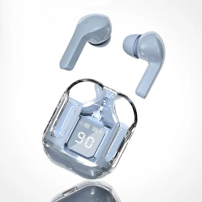 Auriculares inalámbricos con estuche transparente e indicador LED